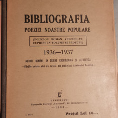 1938 Bibliografia poeziei noastre populare - G. T. Niculescu-Varone 1936-1937