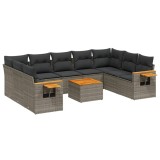 Cumpara ieftin Set mobilier de gradina cu perne, 10 piese, gri, poliratan