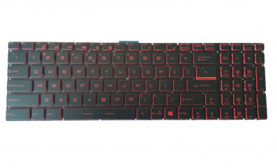 Tastatura Laptop Gaming, MSI, Creator 17 A10SE, iluminata, rosie, layout US foto