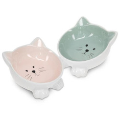 Set 2 Boluri din ceramica pentru pisici Navaris, Anti-alunecare, 50736.02