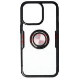 Husa iPhone 13 Pro, TPU+PC, Inel Suport, Aspect Carbon, Neagra