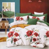 Lenjerie pat dublu,bumbac finet,6 piese,cearceaf normal 220x240cm, cearceaf pilota 200x220cm, 2 fete de perna 50x70, 2 fete de perna 70x70-M292