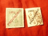 2 Timbre Portugalia 1893 Rege Carlos I 10r si 20r ,stampilat, supratipar 1893 si
