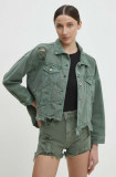Cumpara ieftin Answear Lab geaca jeans femei, culoarea verde, de tranzitie, oversize