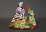 Statueta mica din portelan marcat - secol XIX / pictata manual