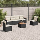 vidaXL Set canapele de grădină cu perne, 7 piese, negru, poliratan 3258269