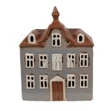Cumpara ieftin Candela Casuta ceramica gri maro 16x9x20 cm