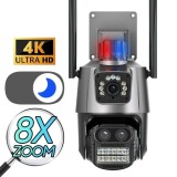 Camera de Supraveghere WIFi, TSS-P11-Q3 , Ultra HD, cu 3 lentile 3MP/3MP, Zoom 8X, Night Vision, Audio-Video ,Detectia Miscarii, Slot card