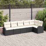 VidaXL Set de canapele pentru grădină 6 pcs Negru și alb Rattan poli 3354726