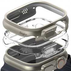 Set 2 Huse de protectie Ringke pentru Apple Watch Ultra 1/2 (49 mm) Transparent/Gri Titan