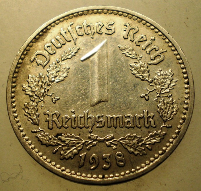 F.465 GERMANIA 1 REICHSMARK 1938 G RARA