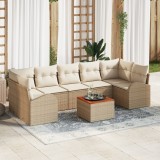 vidaXL Set canapea de grădină 8 pcs Bej, alb Mari