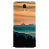 Husa silicon pentru Huawei Enjoy 7 Plus, Blue Mountains Orange Clouds Sunset Landscape