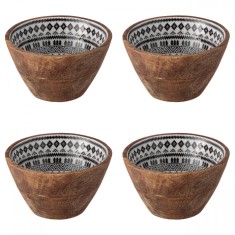 Set boluri, 4 piese, 480 ml, Lemn, Alb