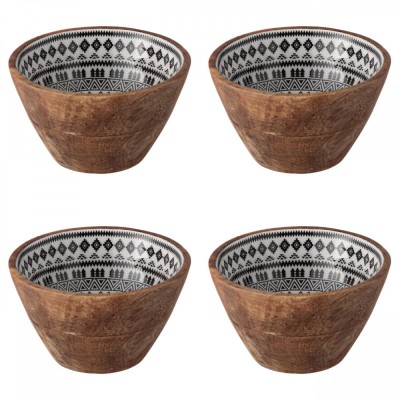 Set boluri, 4 piese, 480 ml, Lemn, Alb foto