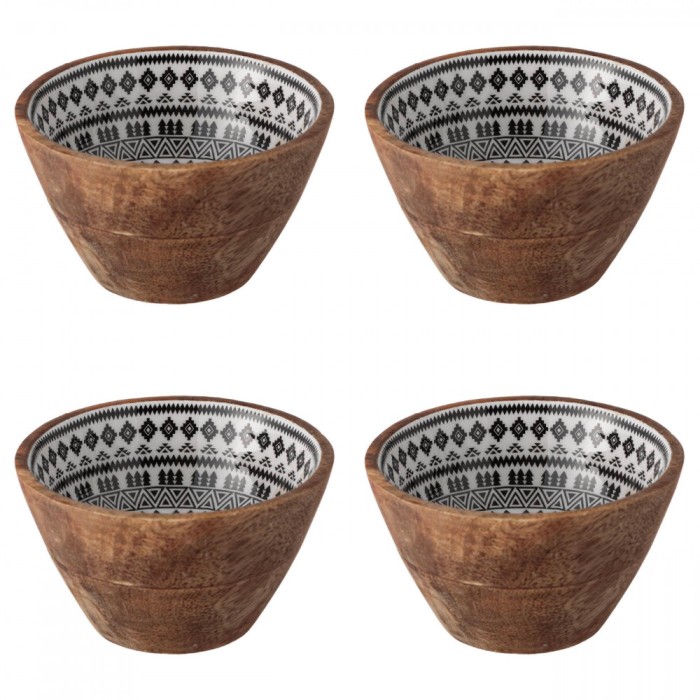 Set boluri, 4 piese, 480 ml, Lemn, Alb