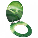 VidaXL Capac WC &icirc;nchidere silențioasă, verde, MDF, model picătură apă