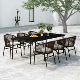 VidaXL Set de mobilier pentru grădină, 7 piese, maro