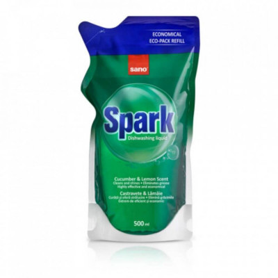 Rezerva Detergent Lichid Vase Sano Spark, 500 ml, Castravete si Lamaie, Rezerve Lichide Detergenti de Vase Sano Spark, Rezerve Detergenti Lichizi pent foto