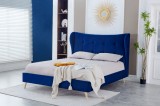 Cumpara ieftin Pat Almera 180x200 cm Tapitat Catifea Albastru Somiera Inclusa (cod ML 2227-19)