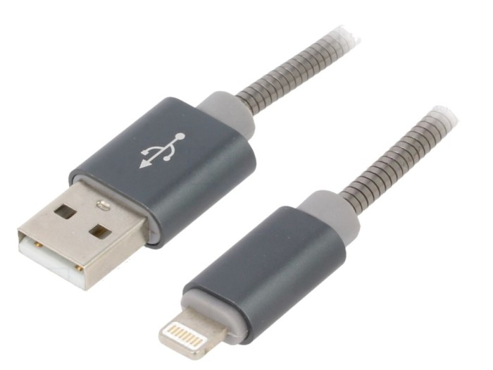 Cablu USB Lightning 1m, gri