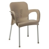 Cumpara ieftin Scaun exterior Feast plastic culoare cappuccino, picior de aluminiu