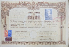 DIPLOMA DE BACALAUREAT - CERNAUTI, 1929 foto