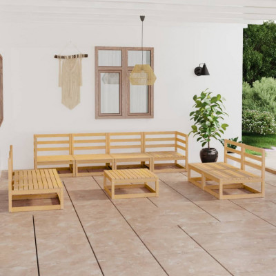 vidaXL Set mobilier de grădină, 9 piese, lemn masiv de pin foto