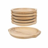 Set 6 farfurii din lemn de fag, forma rotunda, 24x22 cm / EXT 6182