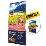 Cumpara ieftin ONTARIO Adult Large - lamb &amp;amp; rice 12 kg + 2,25 kg GRATIS