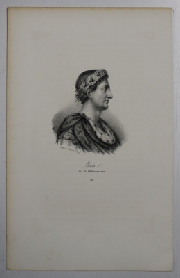 F.S. DELPECH ( 1778 - 1825 ) - LOUIS Ier DIT LE DEBONNAIRE , LITOGRAFIE MONOCROMA , CCA. 1820 foto