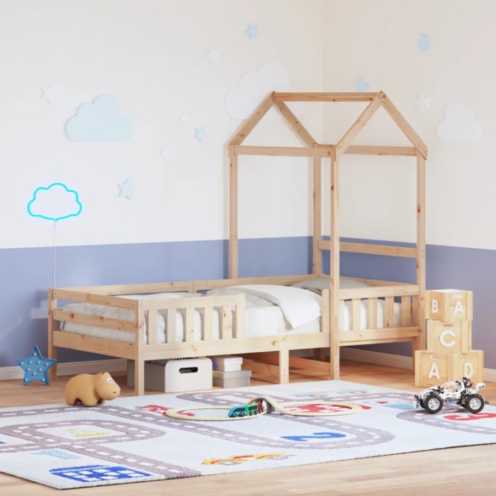 vidaXL Cadru de pat cu acoperiș, 100x200 cm, lemn masiv de pin 3282156