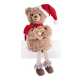 Figurina Ursulet Craciun textil multicolor BR cm 9x6,5x17 H