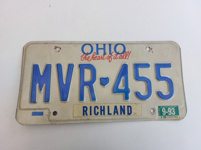 Ohio Inmatriculare USA original, decor de perete