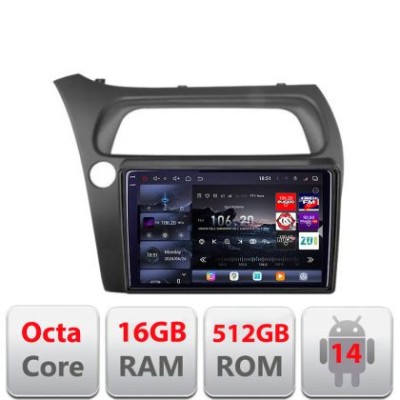 Navigatie Honda Civic Hatchback 2006-2012 Edotec Kit-hatchback 8 core QLED 2K 16+512 360 Android Waze USB Navigatie Internet Youtube Radio CarStore Te foto
