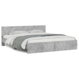 Cumpara ieftin Cadru de pat cu tablie, gri beton, 200x200 cm