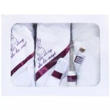 Cumpara ieftin Trusou Botez 6 piese personalizat cu broderie - &quot;Cu drag de la Nasi&quot; - Ingeras - ALB - VISINIU - TB109