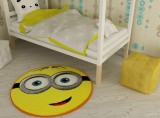 Cumpara ieftin Covor Rotund Camera Copii Model Minion 11086-150, Marime 67 x 67 cm, Galben, Inaltime Fir 9 mm, Antialergic, Polipropilena, Gradinita, Cresa, Loc de J, KOLIBRI