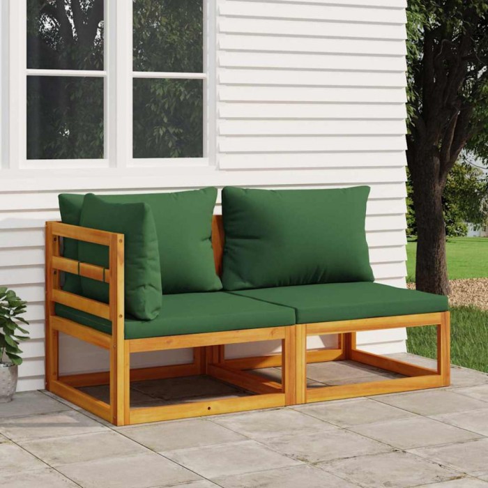 vidaXL Set canapea de grădină, 2 piese, cu perne, lemn masiv de acacia 360018