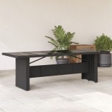 Cumpara ieftin Masă grădină cu blat din sticlă, negru, 240x90x75 cm, poliratan