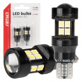 Bec LED Canbus T15 W16W 15SMD 2835 White 12V 24V 6000K pentru autoturisme si camioane, lumina alba, AMiO 04245, pentru marsarier, portbagaj si numar