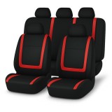 Set huse scaune auto universale, 9 piese, model red line, rosu, compatibile cu airbag, material poliester + burete 2mm