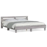 Cumpara ieftin Cadru de pat cu tablie gri sonoma 180x200 cm lemn prelucrat