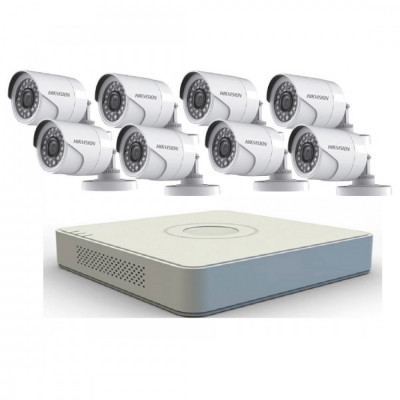 Kit Sistem Supraveghere 8 Camere Hikvision 720P Interior/Exterior IR 20m DVR 8 canale video / 1 canal audio SafetyGuard Surveillance foto