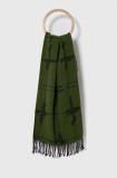Sisley esarfa din amestec de lana culoarea verde, modelator