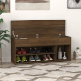 VidaXL Bancă pentru pantofi stejar maro 105x30x45 cm lemn prelucrat