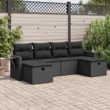 Cumpara ieftin Gossi set mobilier de gradina cu perne, 6 piese, negru, poliratan