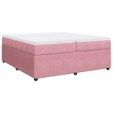 Cumpara ieftin Pat box spring cu saltea, roz, 200x200 cm, catifea