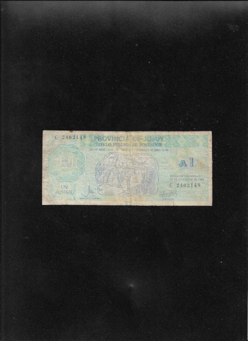 Rar! Argentina Jujuy 1 austral 1986 seria2402148