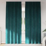 Draperii opace cu bandă superioară, 2 buc. verde &icirc;nchis catifea